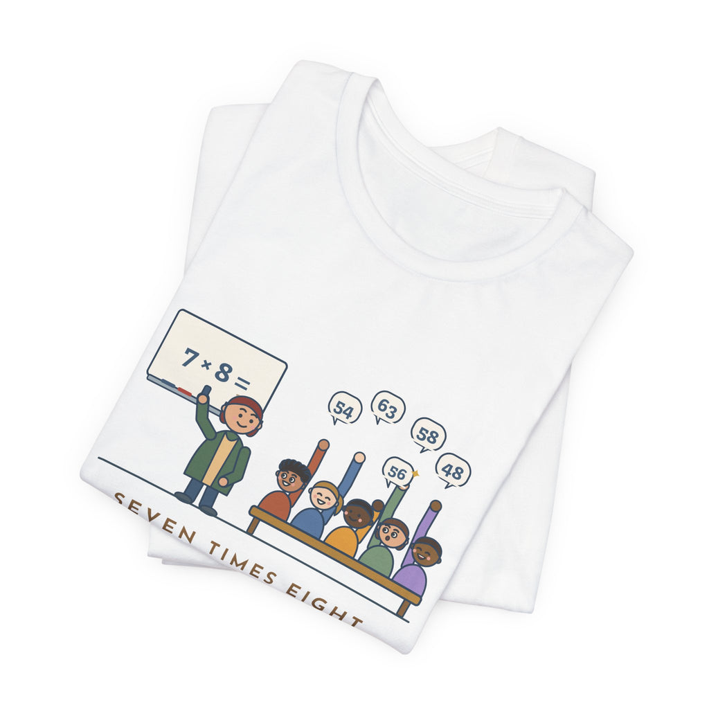 4th Grade Teacher T-Shirt - Seven Times Eight. Thirty Hands Up, Thirty Answers.