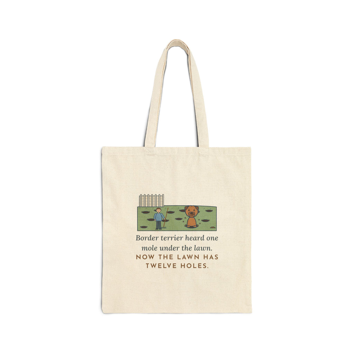 Border Terrier Tote Bag - The Lawn Has Twelve Holes Now