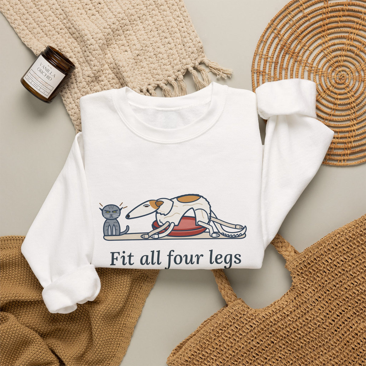 Borzoi Crewneck Sweatshirt - All Four Legs in the Cat Bed Sighthound Owner Gift