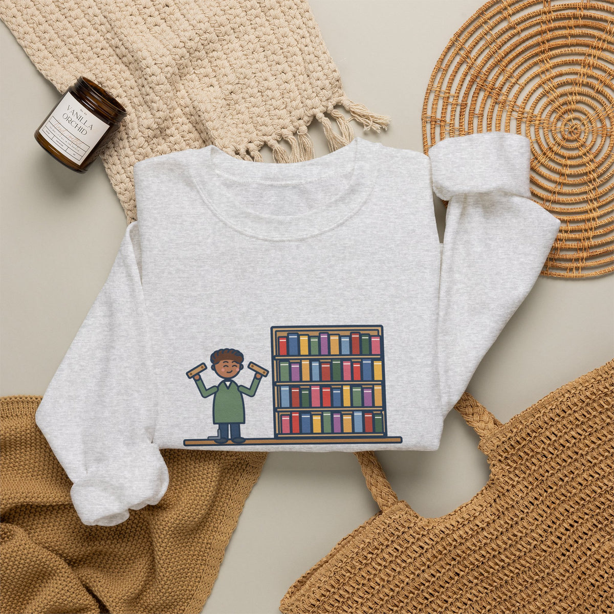DIY Bookshelf Sweatshirt, Built It, Two Pieces Left Over, Holds Forty Books Anyway, Funny Finished Shelf Crewneck