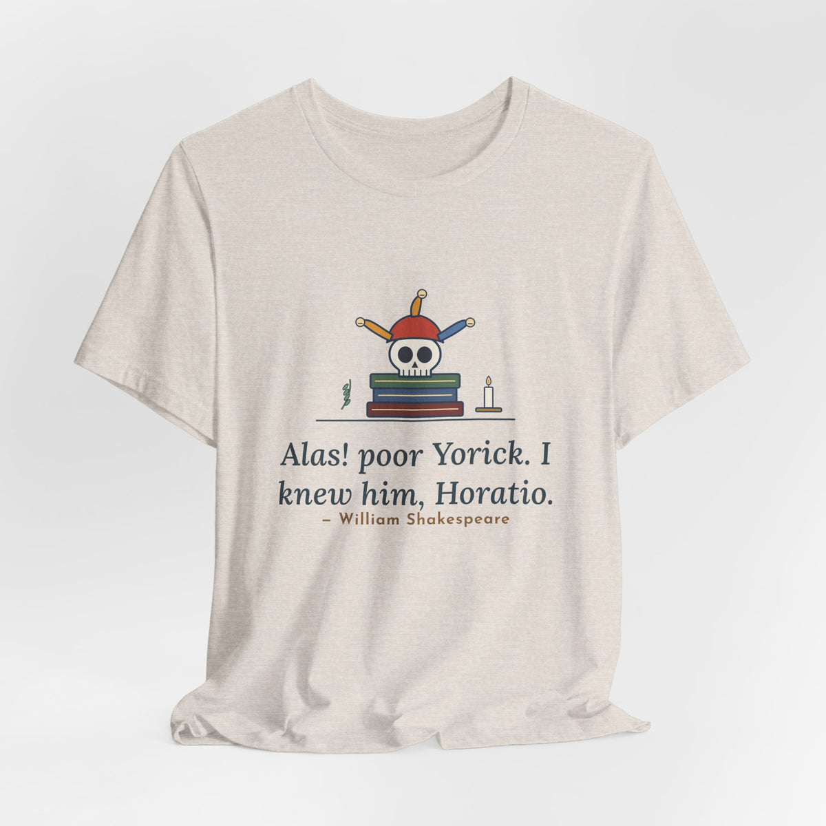 Shakespeare Quote T-Shirt, Alas, Poor Yorick, Gothic Jester Skull Tee