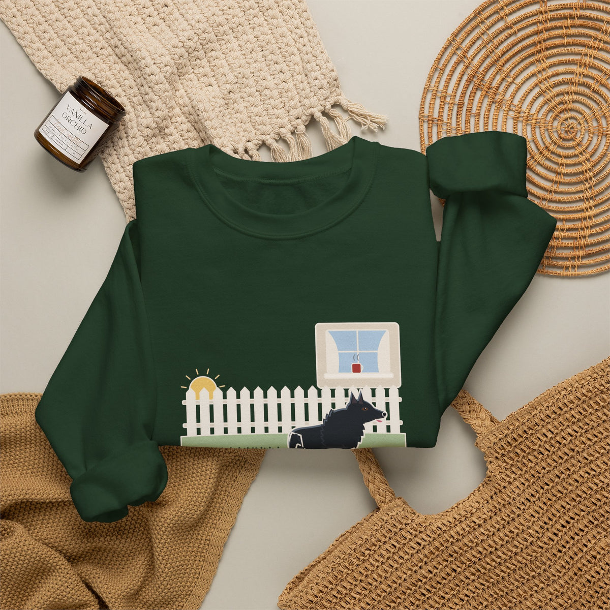Schipperke Crewneck Sweatshirt - Patrolled the Fence Line Eleven Times Before Breakfast