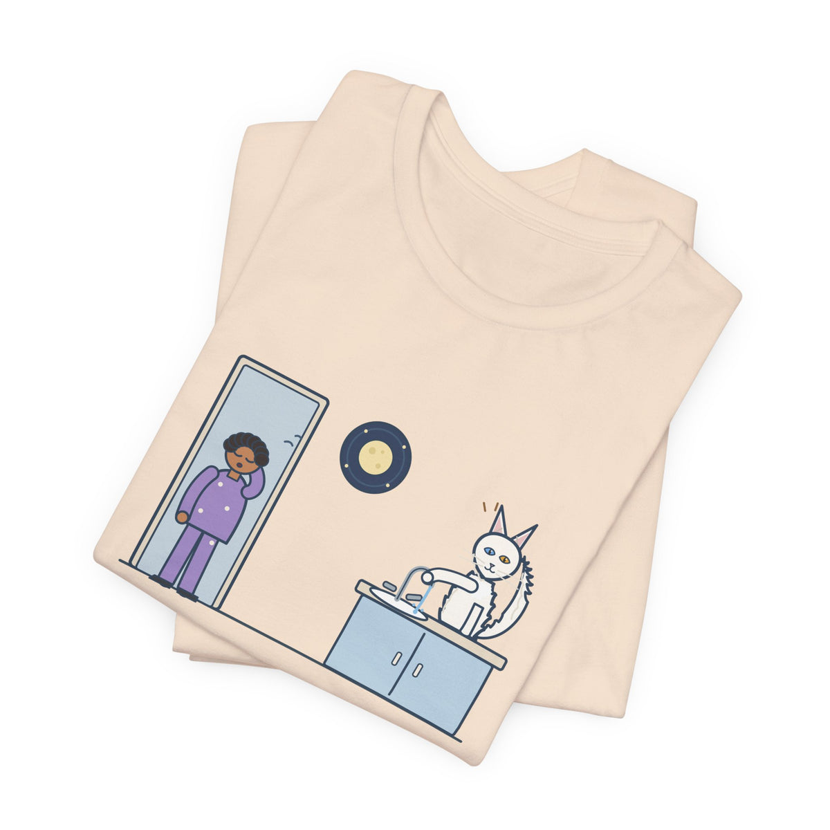 Turkish Angora Cat T-Shirt - Turned On the Bathroom Faucet by Himself at Two A.M. Funny Cat Tee