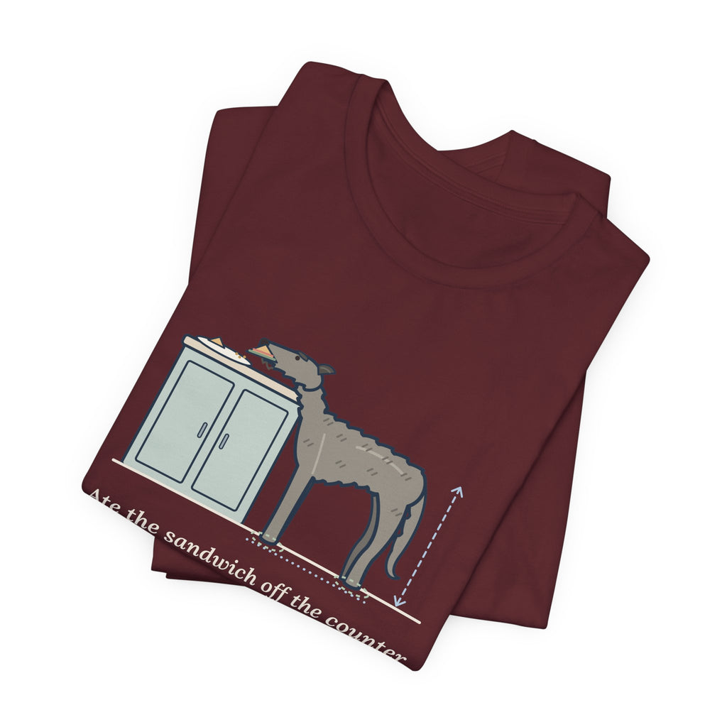 Irish Wolfhound T-Shirt - Ate the Sandwich Off the Counter Without Lifting a Paw Giant Dog Tee