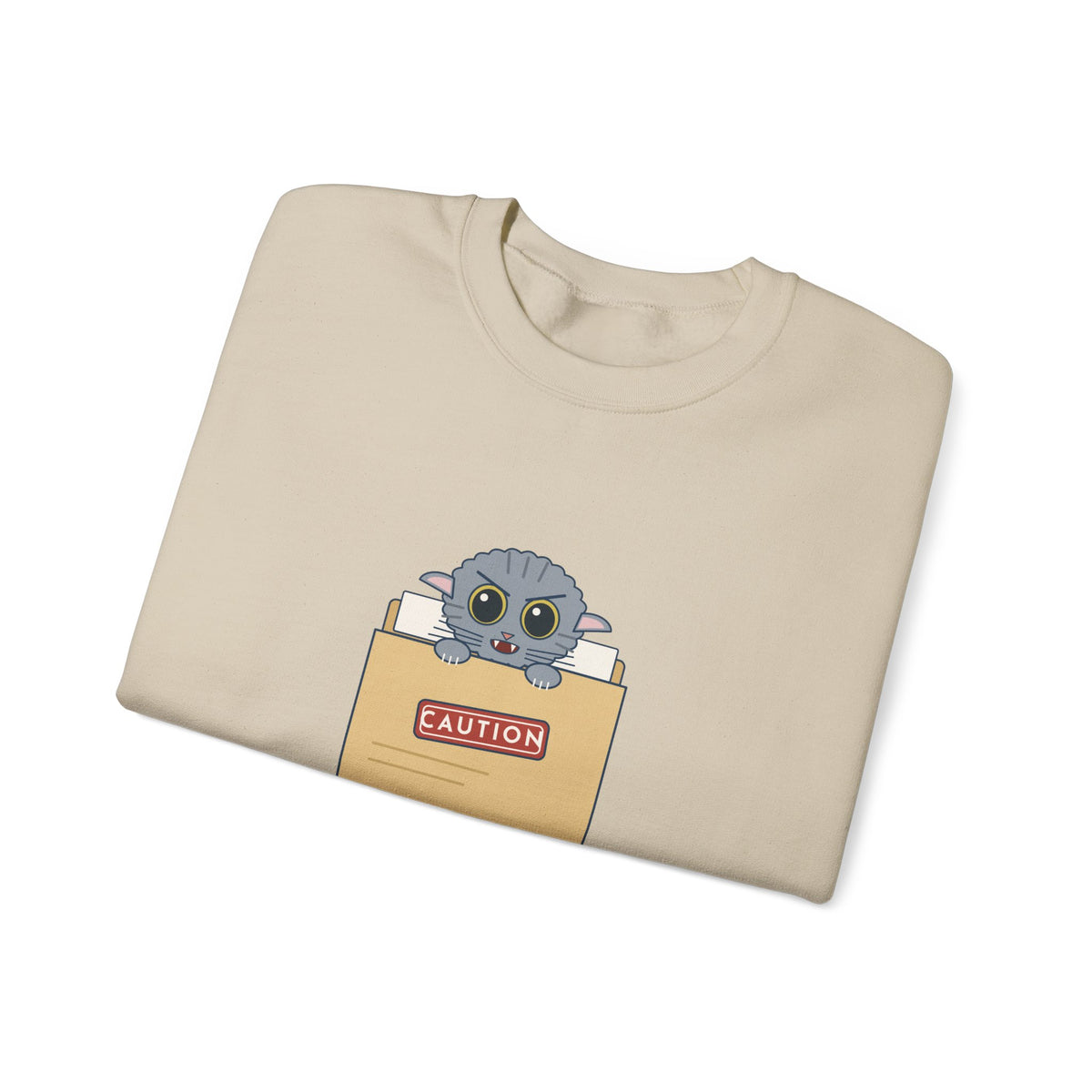 Veterinary Technician Crewneck Sweatshirt - The Chart Says CAUTION. The Cat Agrees.