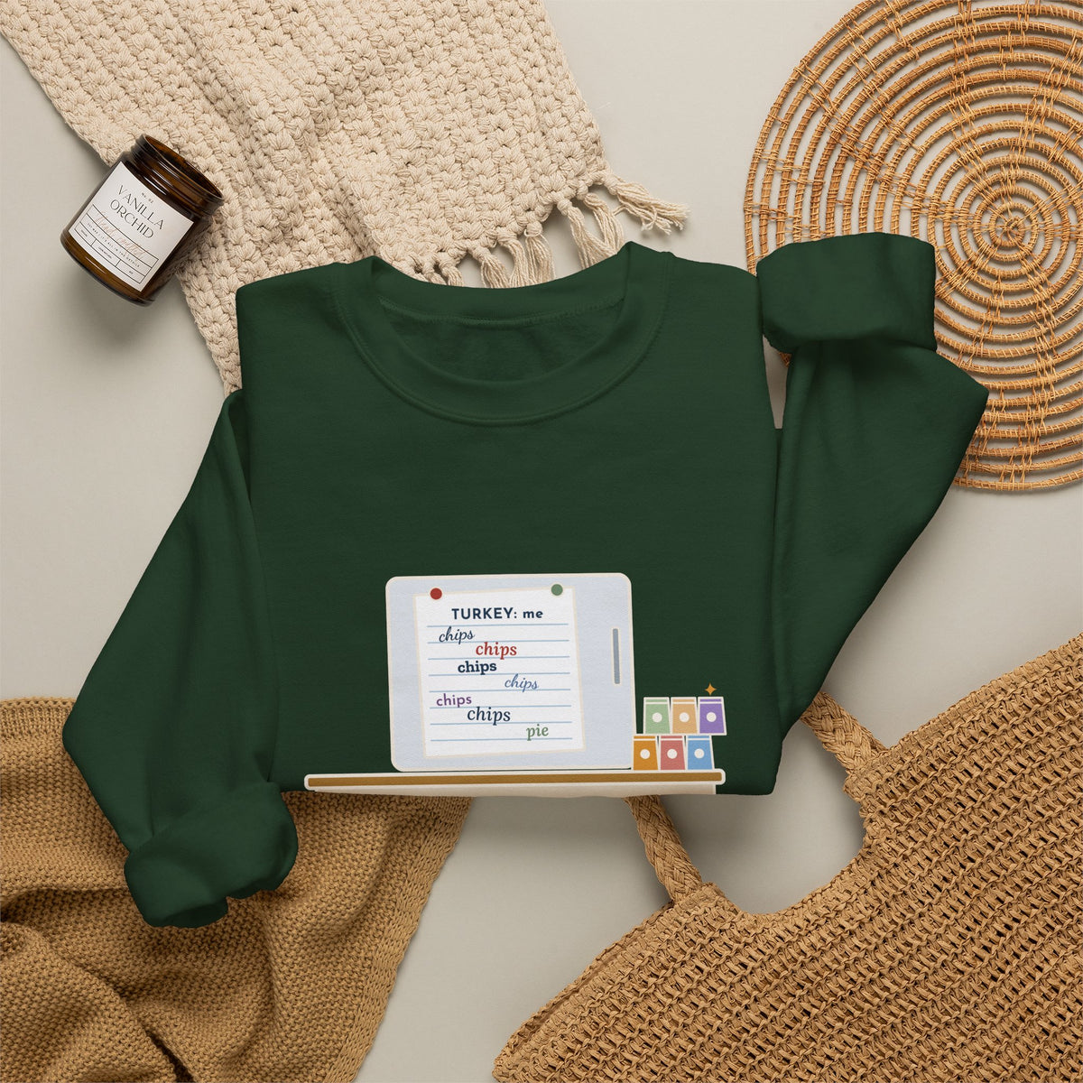 Friendsgiving Sweatshirt, Sign-Up Sheet, Eight Guests, Six Wrote Chips, Funny Potluck Sheet Crewneck