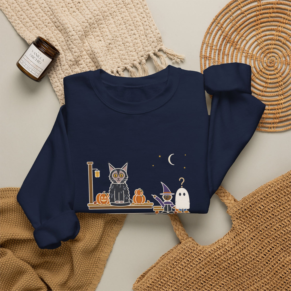 Lykoi Cat Crewneck Sweatshirt - Trick-or-Treaters Thought He Was a Decoration