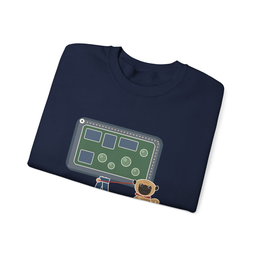 Pug Crewneck Sweatshirt - The Pug Sat Down Halfway Around the Block