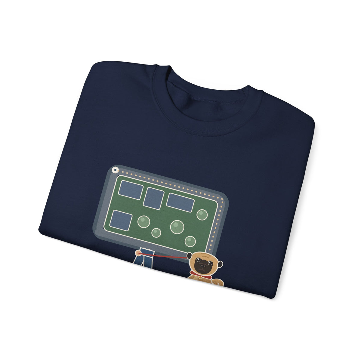 Pug Crewneck Sweatshirt - The Pug Sat Down Halfway Around the Block