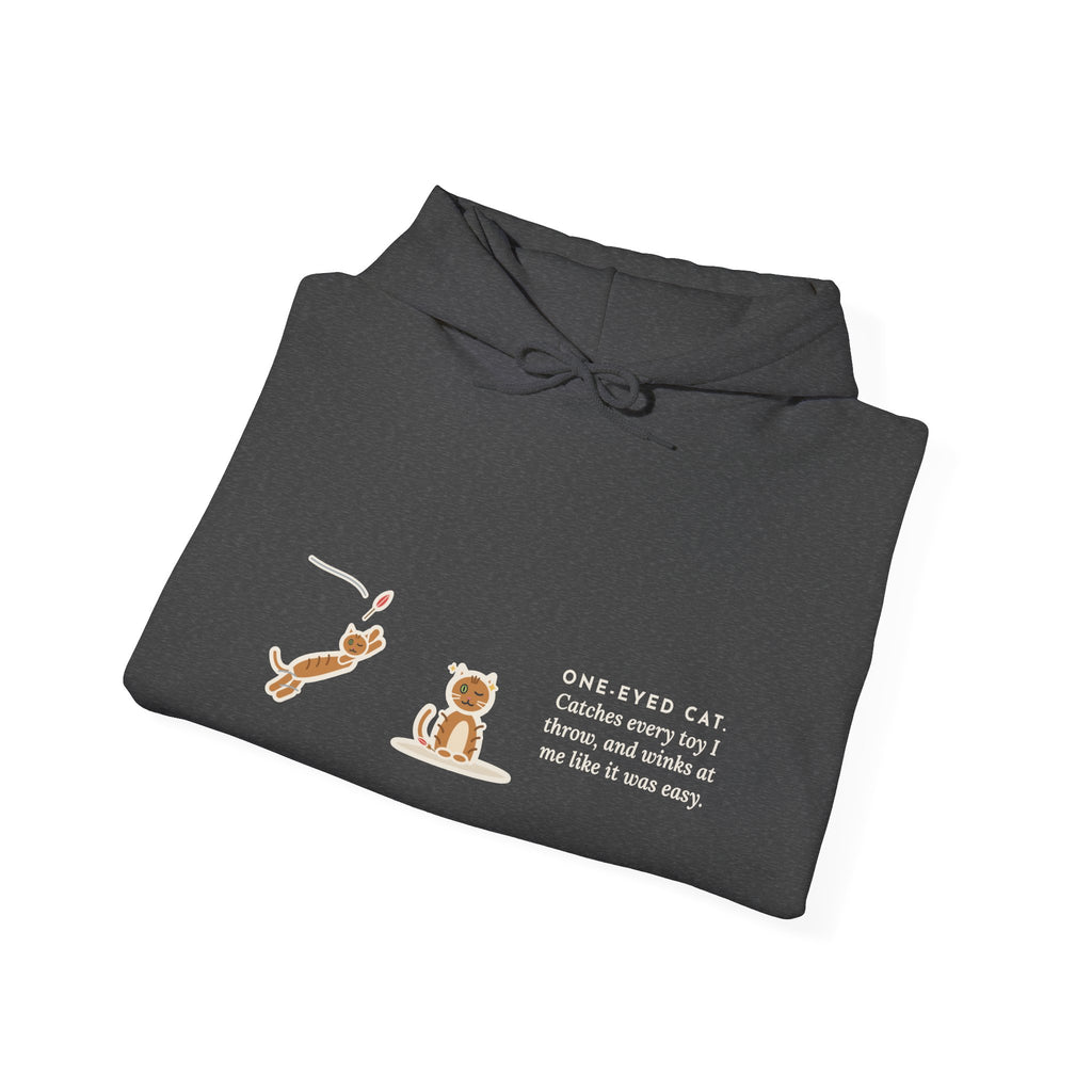 Funny One-Eyed Cat Hoodie, Catches Every Toy I Throw and Winks Like It Was Easy