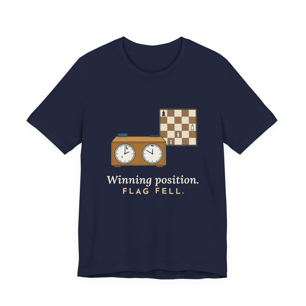 Chess T-Shirt - Winning Position. Flag Fell. Funny Blitz Chess Clock Tee