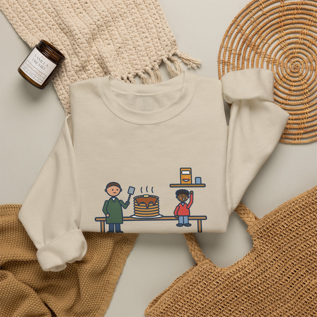 Parent Sweatshirt, Made Pancakes by Special Request, The Kid Now Wanted Cereal, Funny Breakfast Table Crewneck