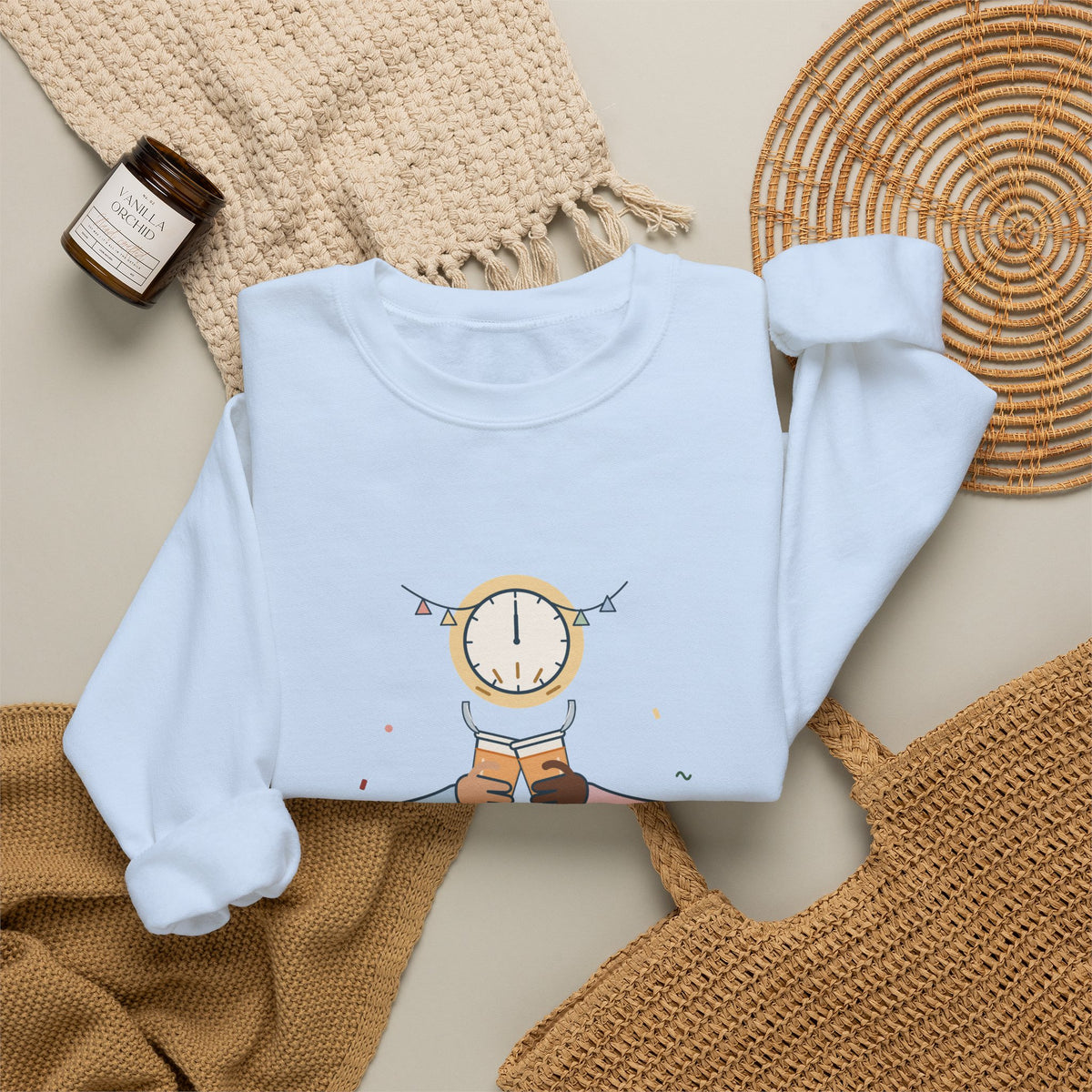 Night-Shift Nurse Crewneck Sweatshirt - New Year's Toast: Apple Juice, Nurses' Station