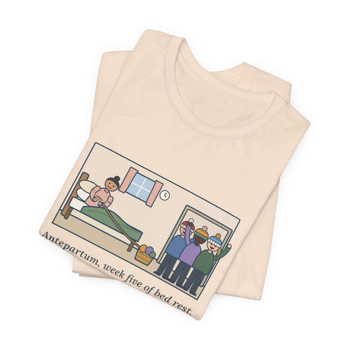 Funny Antepartum Nurse T-Shirt, Week Five of Bed Rest, She Knitted a Hat for Every Nurse on Day Shift, Knitted Hats Tee