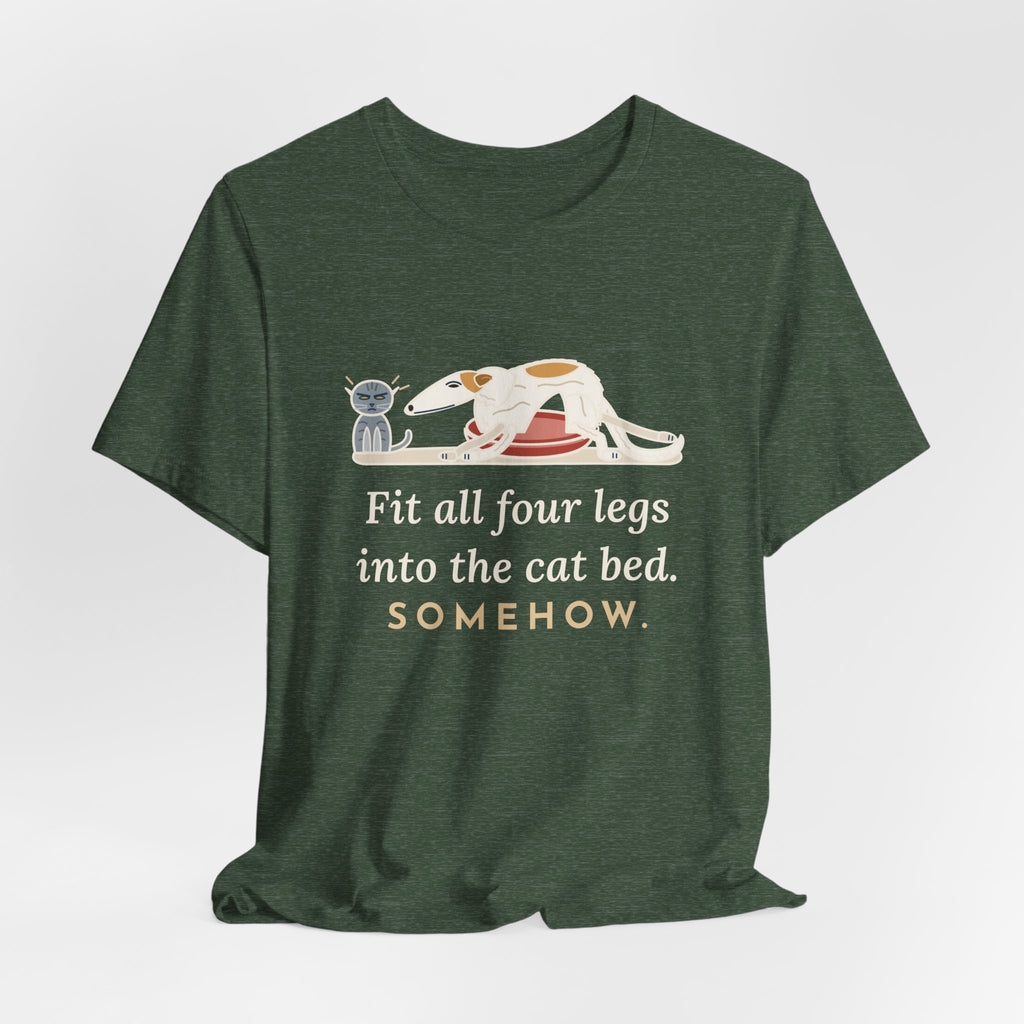 Borzoi T-Shirt - Fit All Four Legs Into the Cat Bed. Somehow. Funny Sighthound Dog Tee