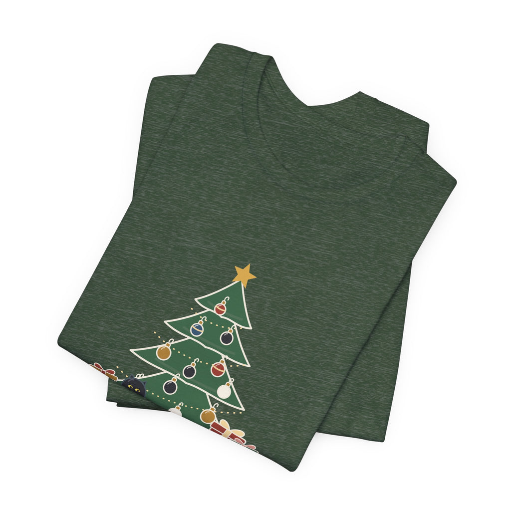 Black Cat Christmas T-Shirt - That Black Ornament on the Bottom Branch Is the Cat