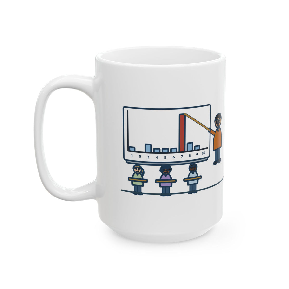 Large Statistics Teacher Mug 15oz - Random Numbers From One to Ten, Mostly Seven