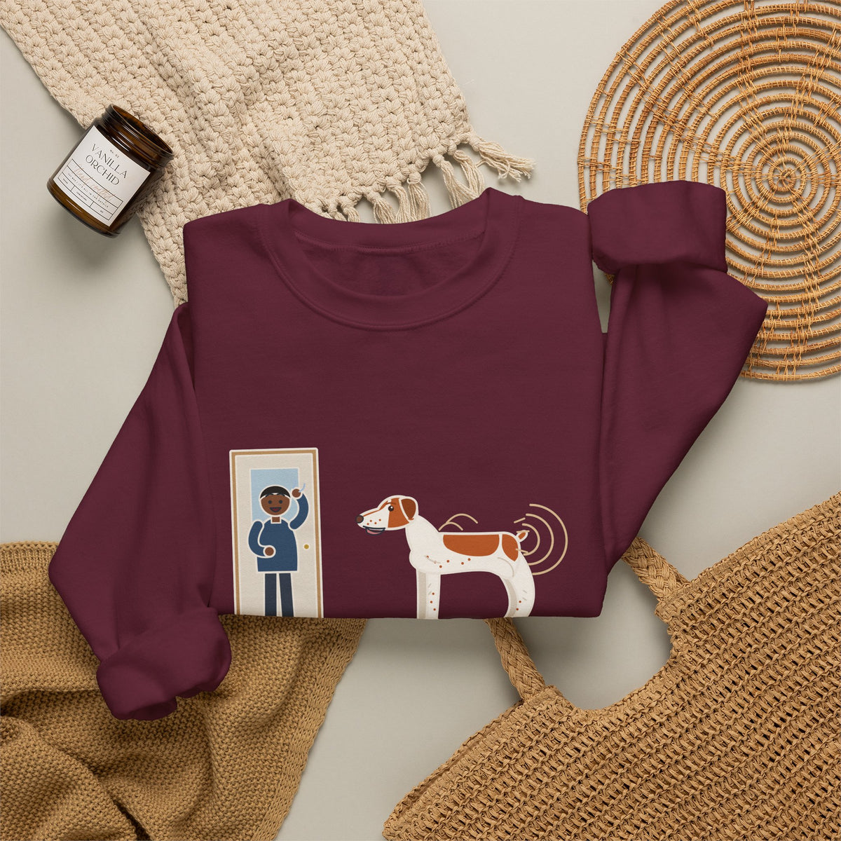 Brittany Dog Crewneck Sweatshirt - No Tail to Speak Of, Wags From the Shoulders Back