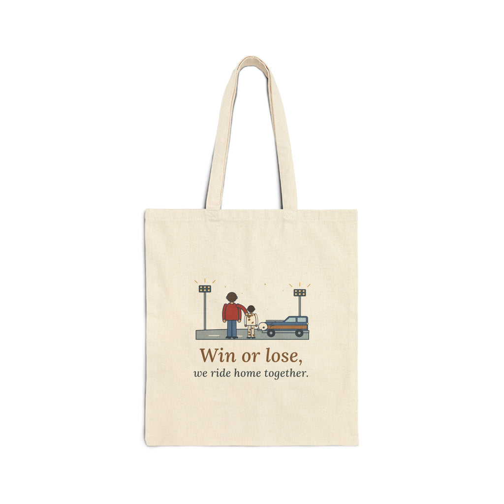 Win or Lose, We Ride Home Together Tote Bag, Football Quote Tote with Friday Night Ride Home