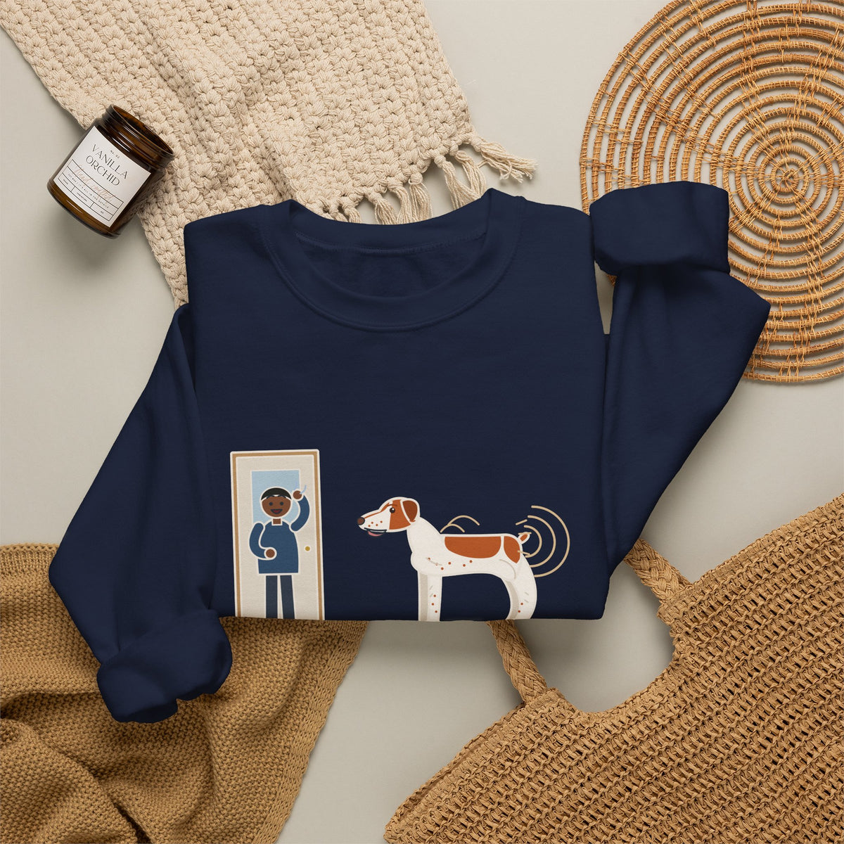 Brittany Dog Crewneck Sweatshirt - No Tail to Speak Of, Wags From the Shoulders Back