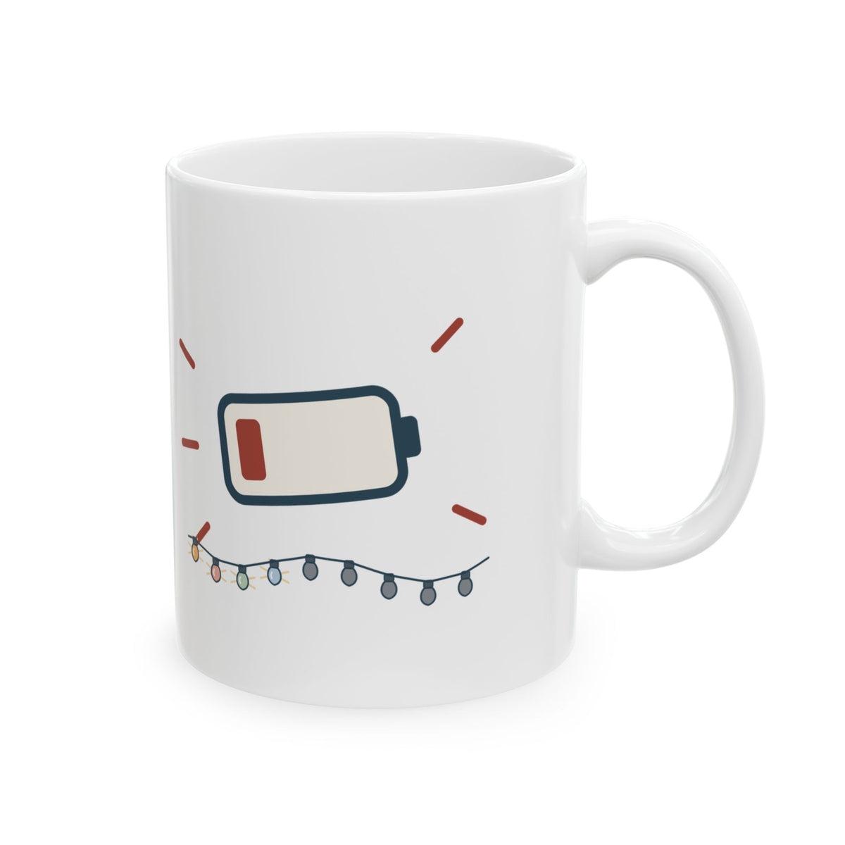 Tacky Sweater Party Coffee Mug - Tackiness: 10. Battery Life: 2. Funny Christmas Mug