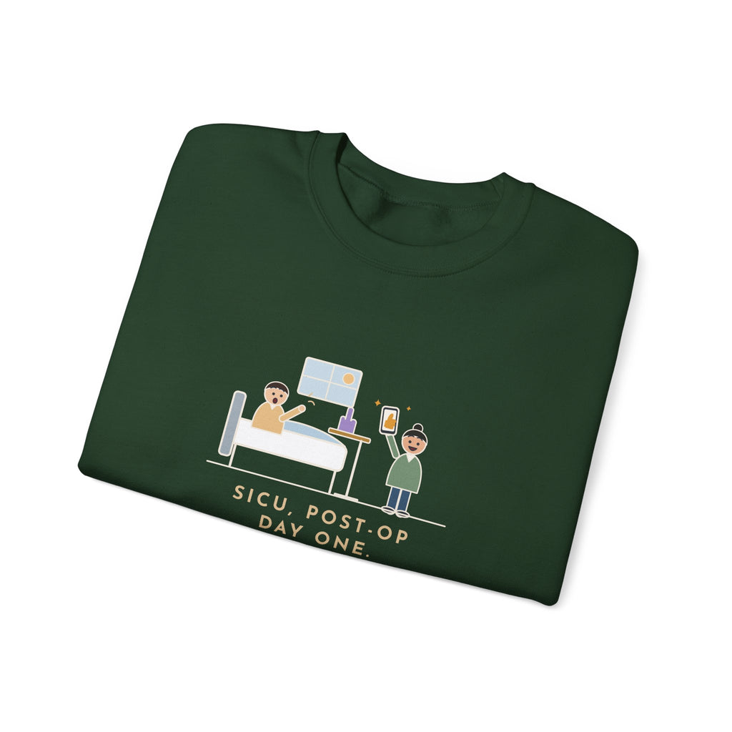 SICU Nurse Sweatshirt, First Question When He Woke Up, Did My Team Win, Funny Big Game Update Crewneck