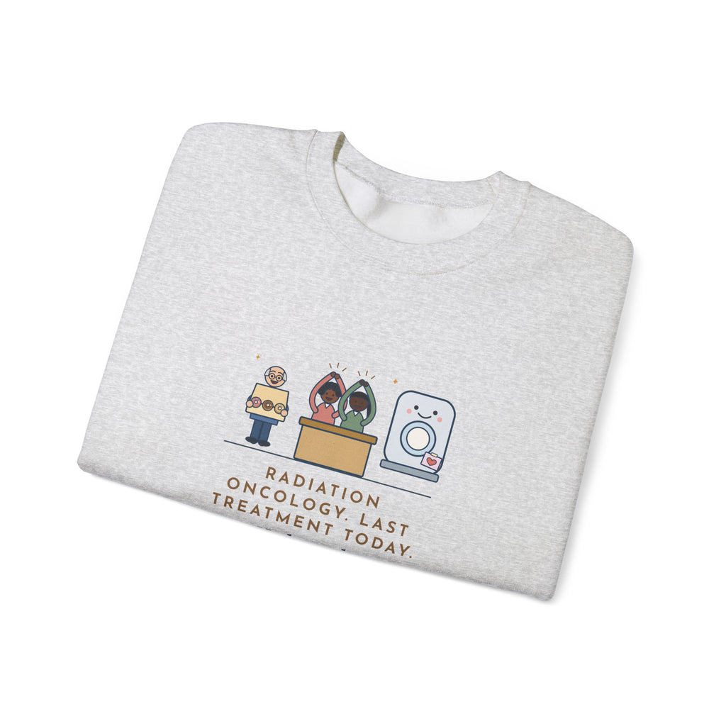 Radiation Oncology Nurse Sweatshirt, Last Day, He Brought Donuts for the Department and a Card for the Machine