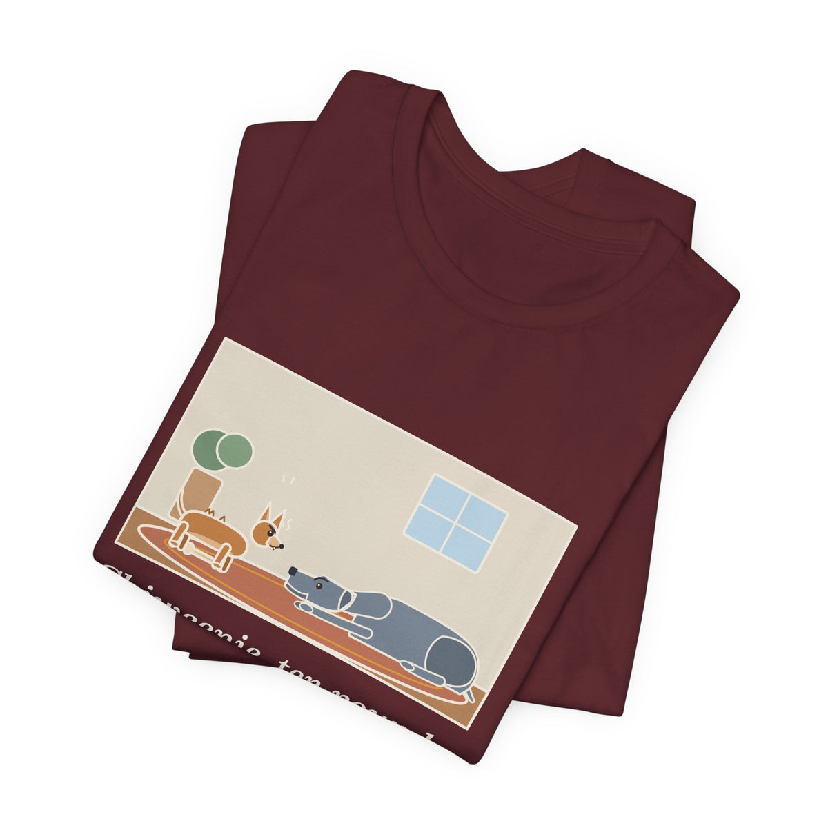 Funny Chiweenie T-Shirt, Ten Pounds, Guarded His Chew from a Great Dane, Living Room Standoff Tee