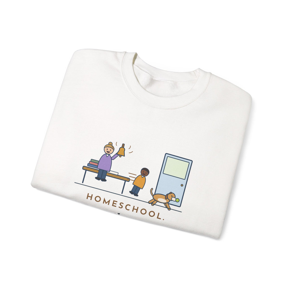 Homeschool Crewneck Sweatshirt - Recess Bell for One Kid and the Dog