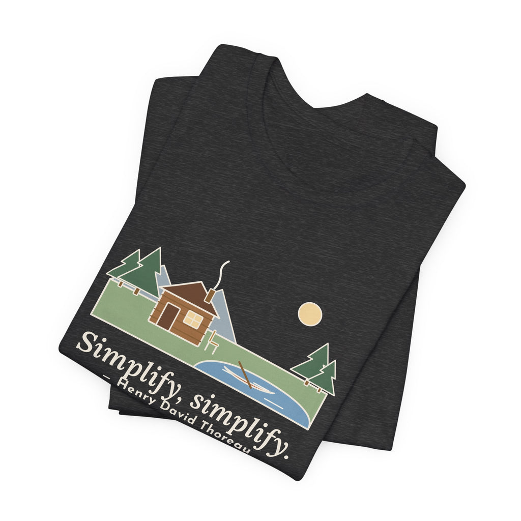 Thoreau Nature Quote T-Shirt, Simplify, Simplify, Minimalist One-Room Cabin Tee