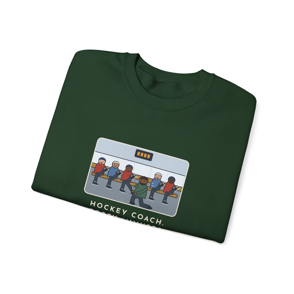 Hockey Coach Sweatshirt, Forty Minutes on the Rink, Thirty-Five of Them Tying Skates, Funny Rink Bench Crewneck