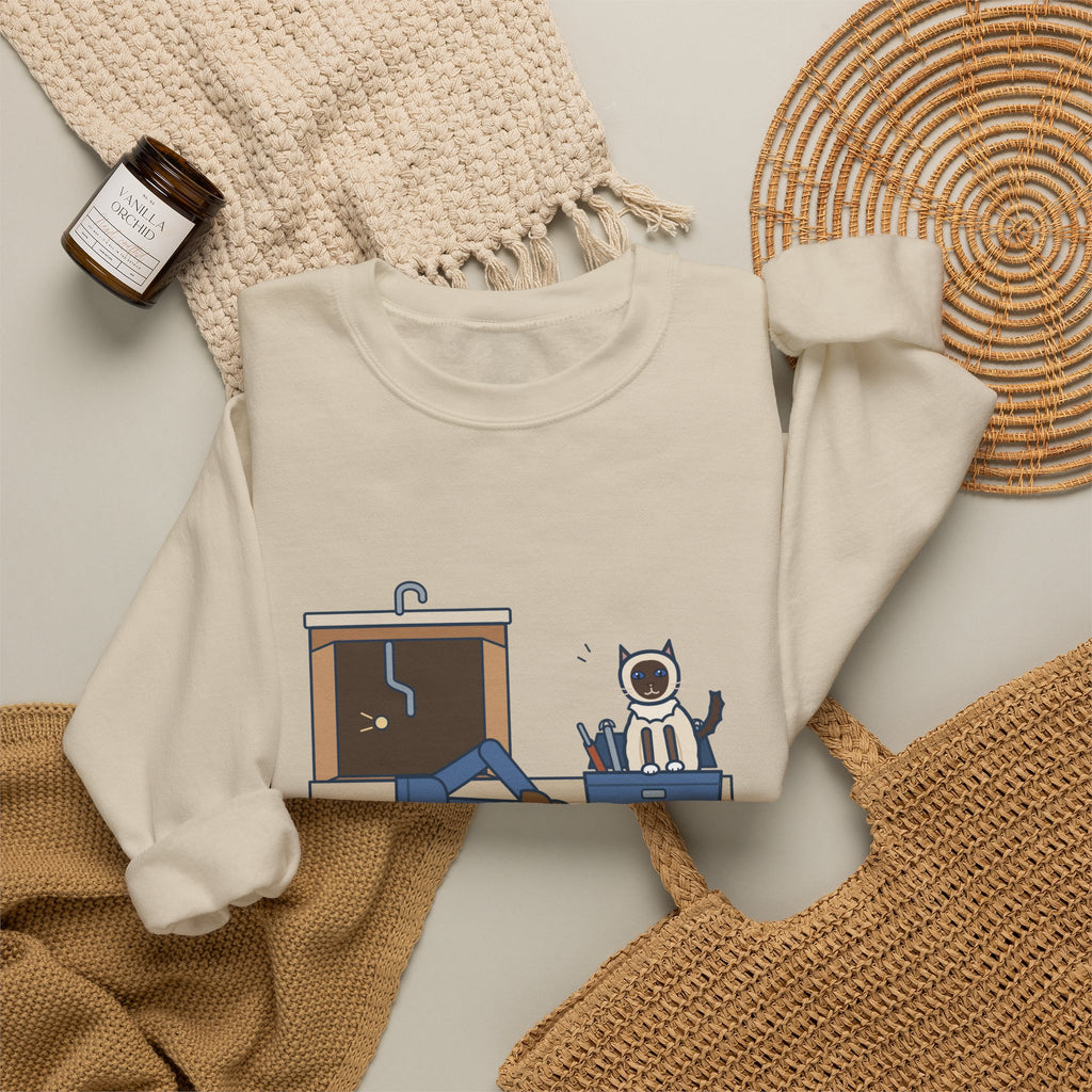 Birman Cat Crewneck Sweatshirt - Toolbox Seat for the Kitchen Sink Repair