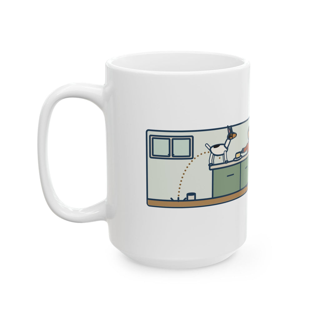 Floor to Kitchen Counter, Four Feet, No Running Start 15oz Mug, Large Funny Toy Fox Terrier Coffee Mug