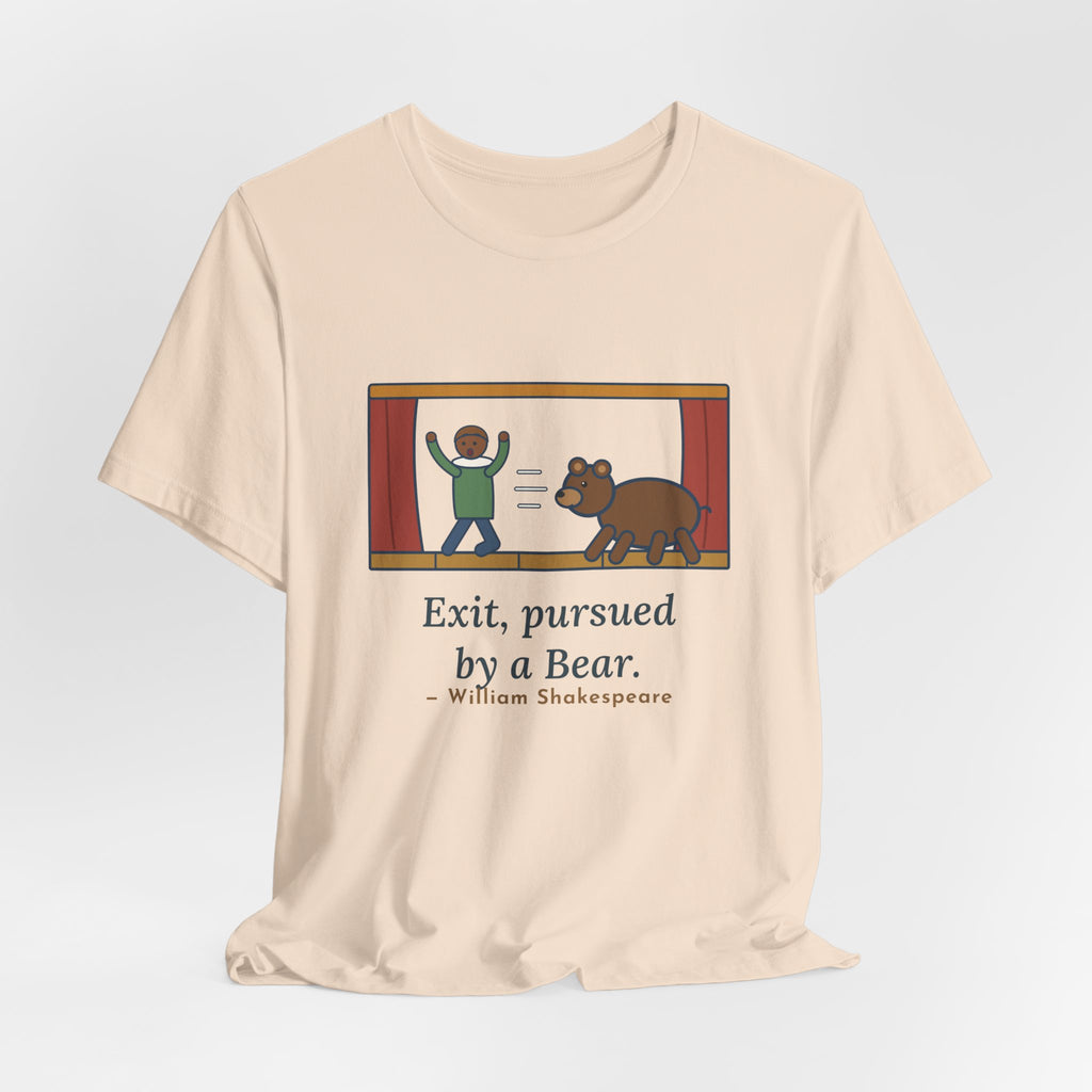 Shakespeare Quote T-Shirt, Exit, Pursued by a Bear, Theatre Stage Chase Tee