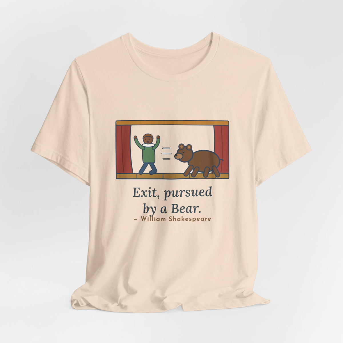 Shakespeare Quote T-Shirt, Exit, Pursued by a Bear, Theatre Stage Chase Tee