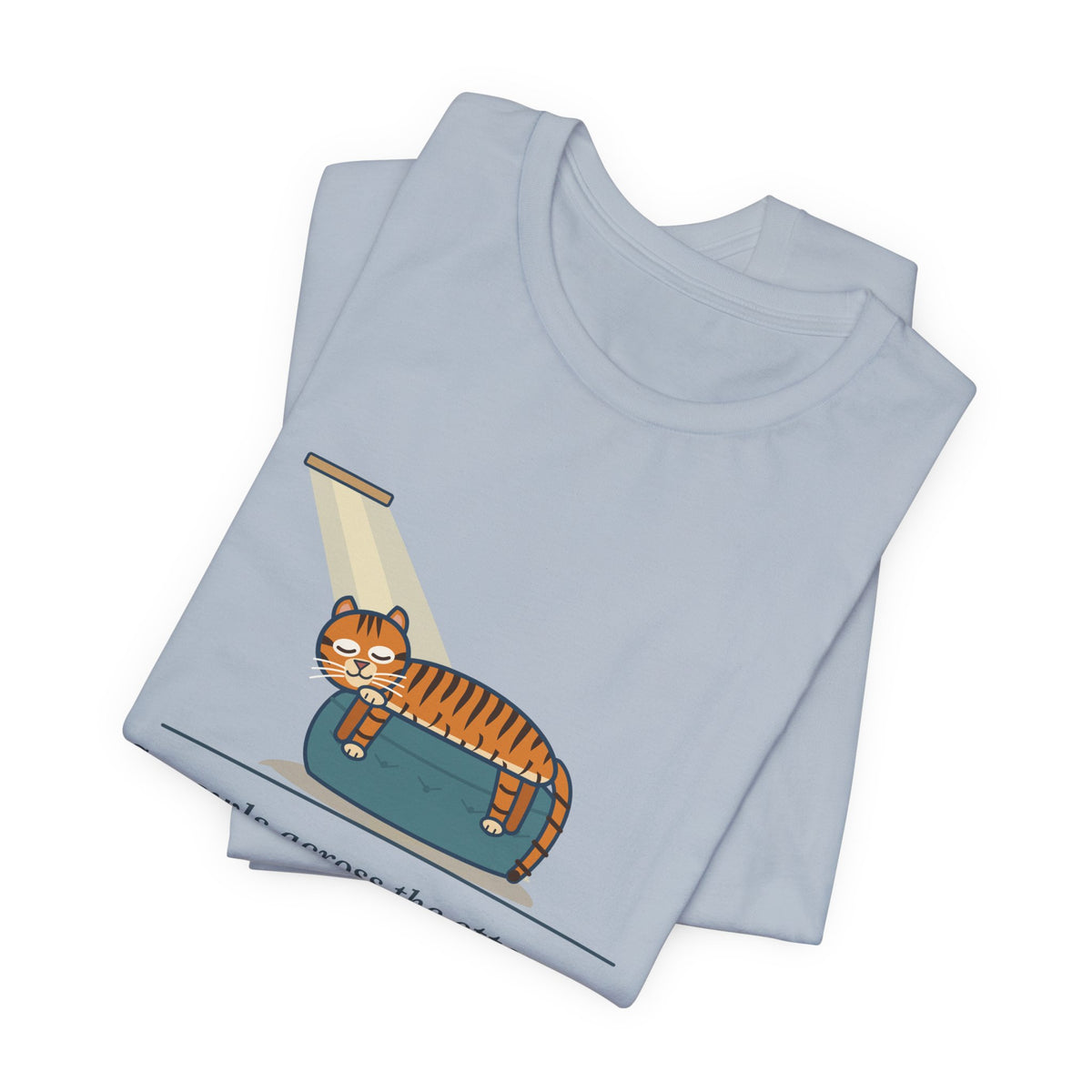 Tiger-Striped Cat T-Shirt - Sprawls Across the Ottoman Like a Tiger on a Sun Rock Striped Cat Tee