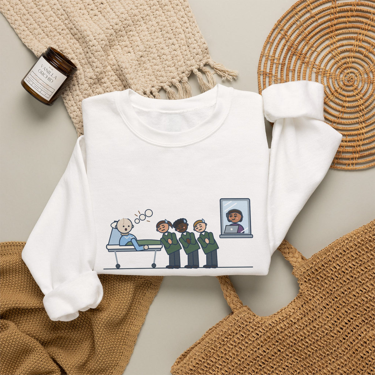 Simulation Lab Nurse Educator Crewneck Sweatshirt - Programmed the Mannequin to Cough