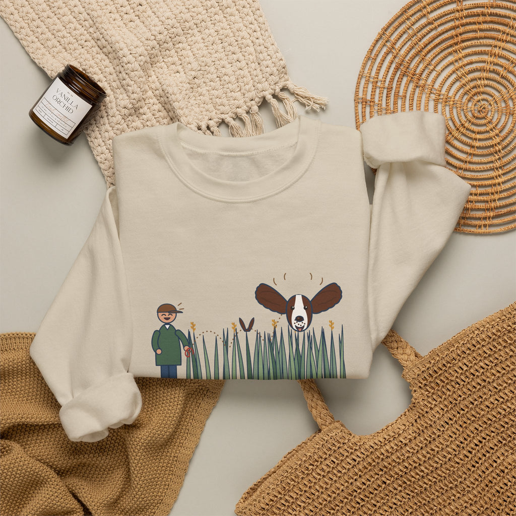 English Springer Spaniel Crewneck Sweatshirt - Only the Ears Showed in the Tall Grass Gift