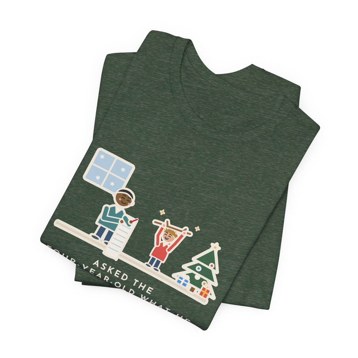 Funny Christmas Wish T-Shirt, Asked the Four-Year-Old What He Wanted, He Said a Stick, Living Room Wish Tee