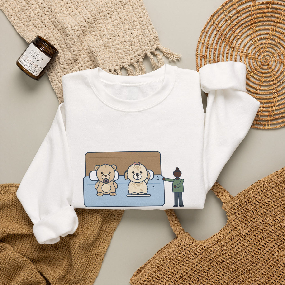 Shichon Sweatshirt, After a Bath Looks Exactly Like the Stuffed Bear She Sleeps Next To, Funny Bath Day Twin Crewneck
