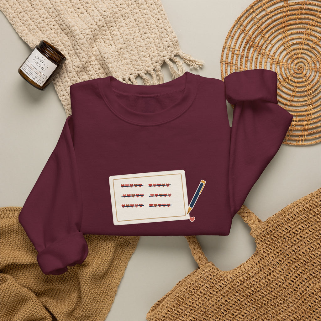 How Do I Love Thee Sweatshirt, Love Browning Quote Crewneck with Tally of Hearts