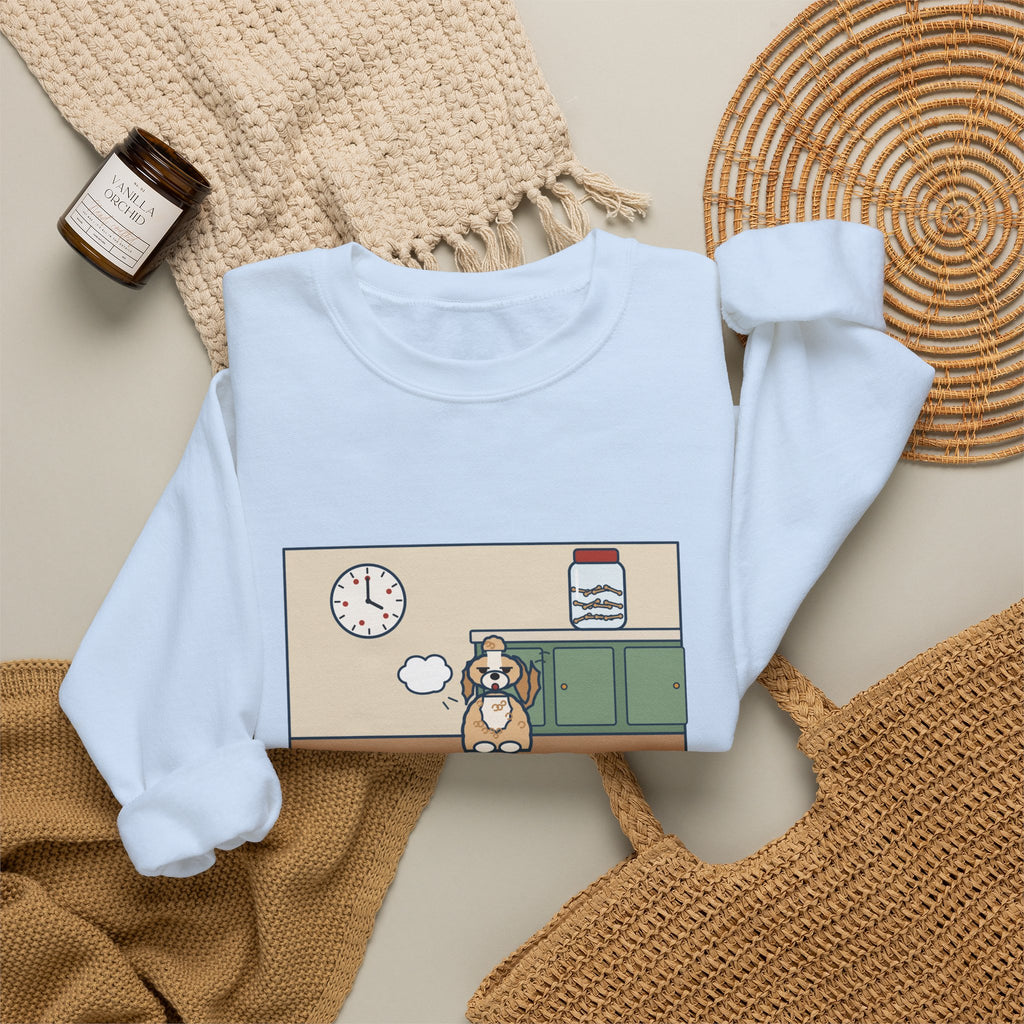 Shih-Poo Sweatshirt, Sits by the Treat Jar and Sighs Loudly Every Eleven Minutes, Funny Treat Jar Vigil Crewneck