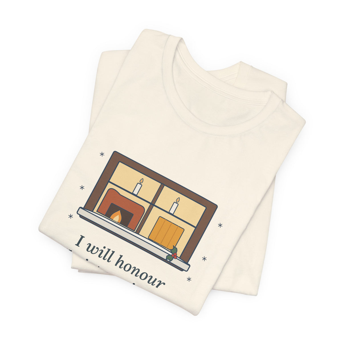 Dickens Quote T-Shirt, I Will Honour Christmas in My Heart, Christmas Candlelit Window Tee