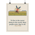 Oscar Wilde Quote Poster, To Live Is the Rarest Thing in the World, Literary Cartwheel Meadow Wall Art