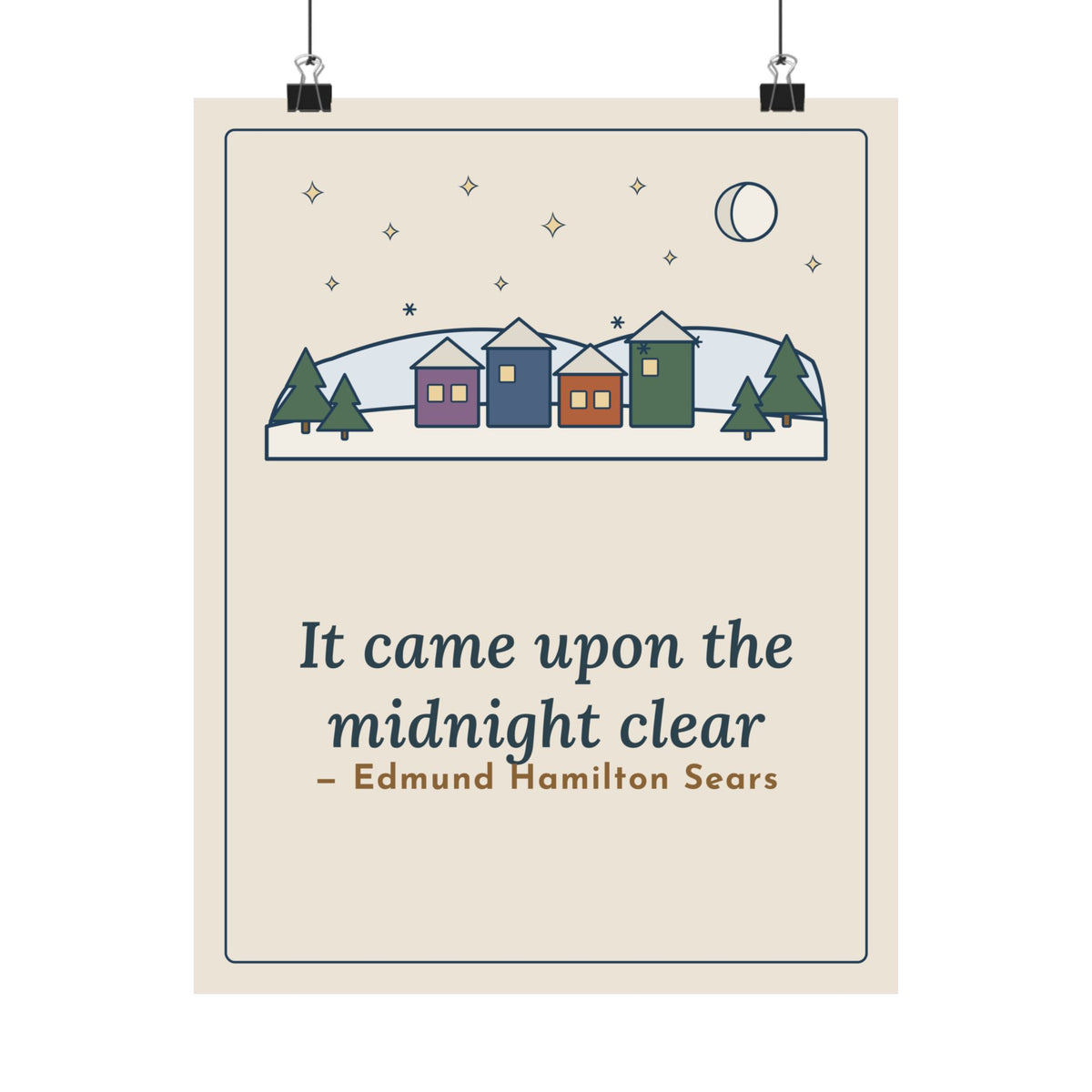 Sears Quote Poster, It Came Upon the Midnight Clear, Christmas Clear Midnight Wall Art