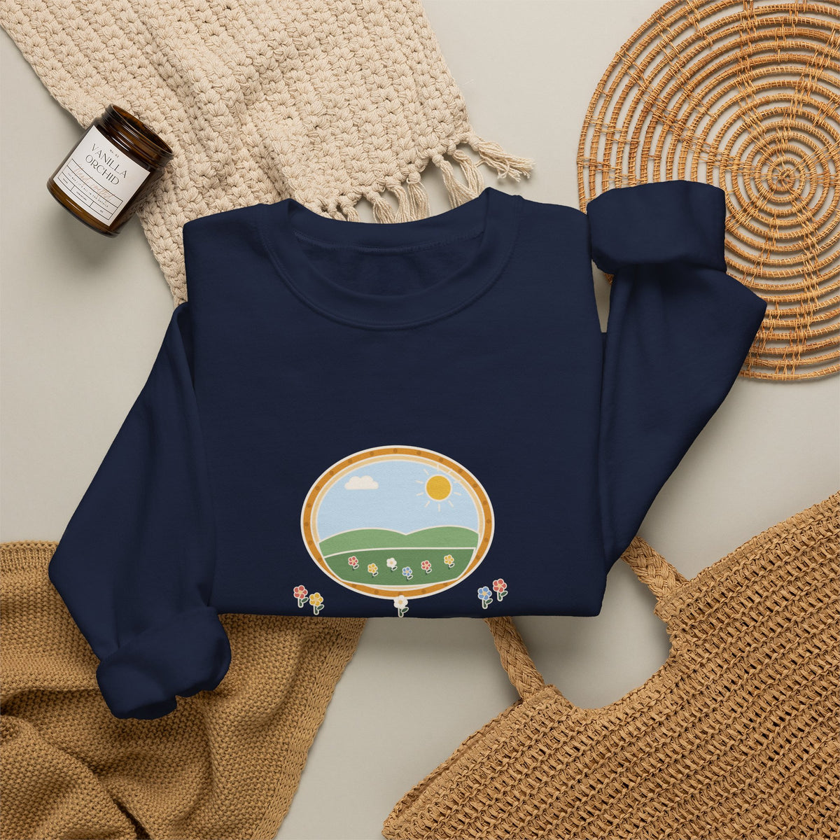 Shall I Compare Thee to a Summer's Day Sweatshirt, Love Shakespeare Quote Crewneck with Framed Meadow