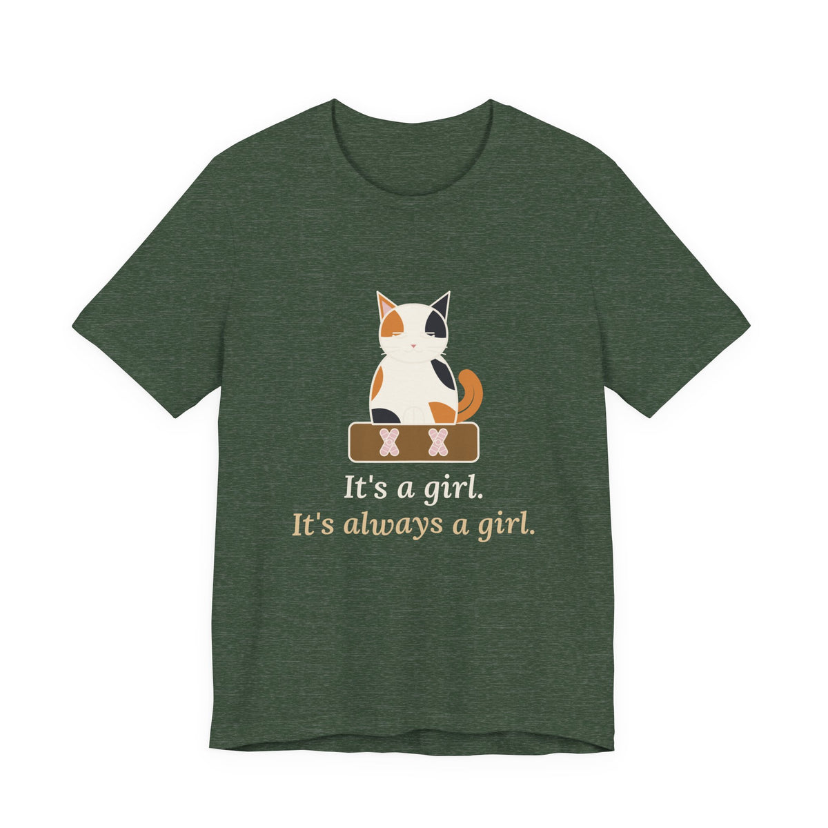 Calico Cat T-Shirt - It's a Girl. It's Always a Girl. Funny Calico Owner Tee