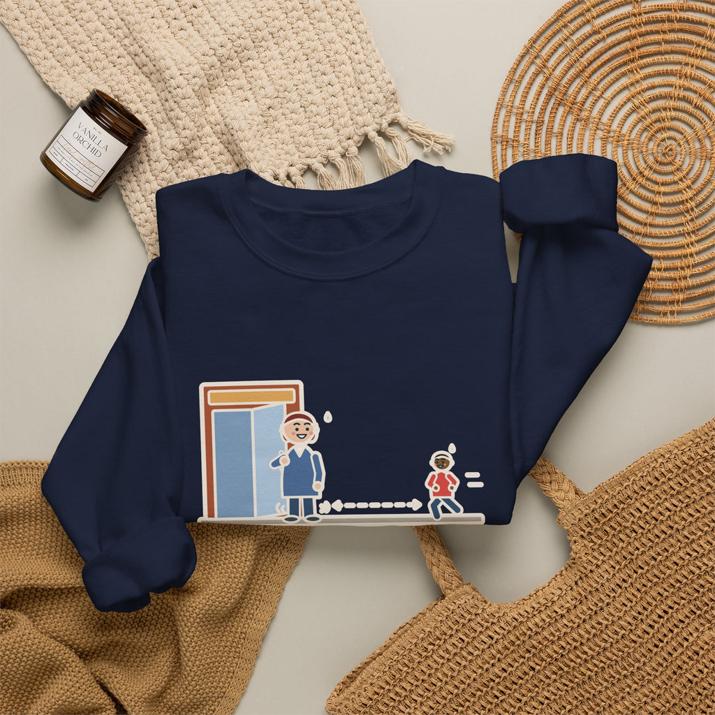 Holding the Door Sweatshirt, For Someone Twenty Feet Away, We Both Jogged, Funny Shop Entrance Crewneck