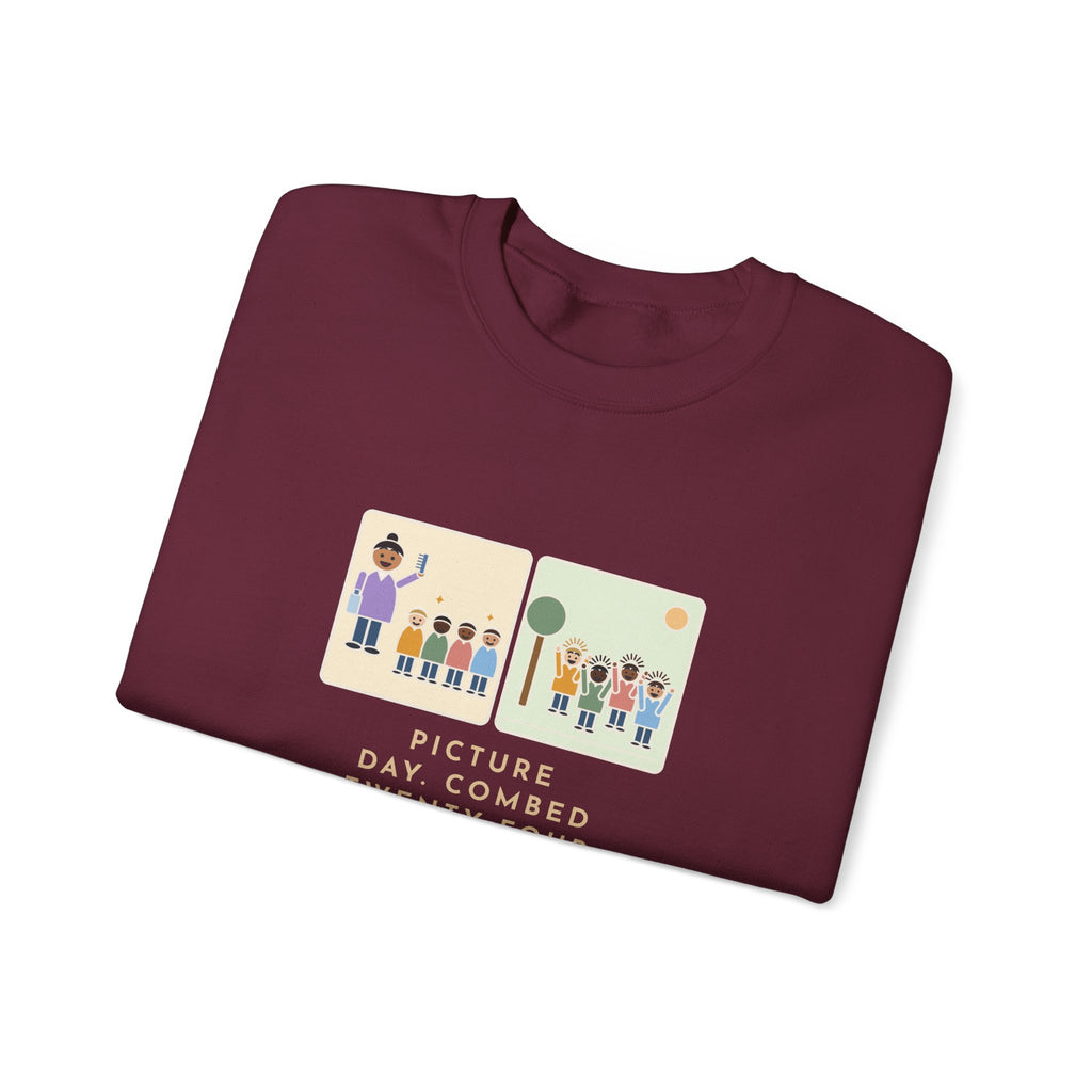 Picture Day Sweatshirt, Combed Twenty-Four Heads, All Messed Up by Recess, Funny Morning and Recess Crewneck
