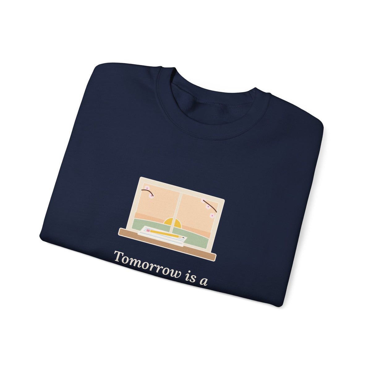 Tomorrow Is a New Day with No Mistakes in It Yet Sweatshirt, Encouragement Montgomery Quote Crewneck with Dawn Windowsill